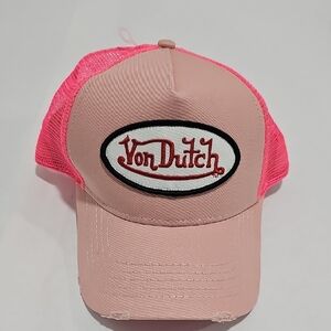 Von Dutch Pink and Red Logo Cap
